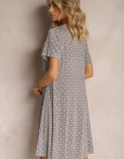 sweet&girl Rochie Mini Albastru-Bej din Vâscoză cu Poale Evazate Lontassa