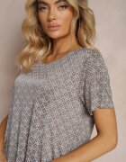 sweet&girl Rochie Mini Albastru-Bej din Vâscoză cu Poale Evazate Lontassa