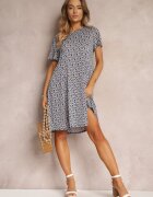 sweet&girl Rochie Mini Bleumarin cu Mâneci Scurte și Imprimeu Floral Cassatha