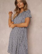 sweet&girl Rochie Mini Bleumarin cu Mâneci Scurte și Imprimeu Floral Cassatha