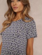 sweet&girl Rochie Mini Bleumarin cu Mâneci Scurte și Imprimeu Floral Cassatha
