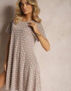 sweet&girl Rochie Mini Maro-Bej din Vâscoză cu poale evazate Lontassa