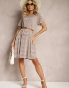 sweet&girl Rochie Mini Maro-Bej din Vâscoză cu poale evazate Lontassa