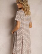 sweet&girl Rochie Mini Maro-Bej din Vâscoză cu poale evazate Lontassa
