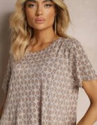 sweet&girl Rochie Mini Maro-Bej din Vâscoză cu poale evazate Lontassa