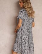 sweet&girl Rochie Mini Negru-Bej cu Mâneci Scurte și Imprimeu Floral Cassatha