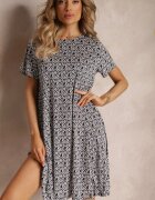 sweet&girl Rochie Mini Negru-Bej cu Mâneci Scurte și Imprimeu Floral Cassatha