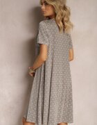 sweet&girl Rochie Mini Verde-Bej din Viscoză cu tiv evazat Lontassa