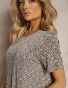 sweet&girl Rochie Mini Verde-Bej din Viscoză cu tiv evazat Lontassa