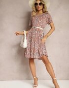 sweet&girl Rochie scurtă portocalie în stil Boho din viscoză elastică cu mâneci scurte Ailoni