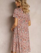sweet&girl Rochie scurtă portocalie în stil Boho din viscoză elastică cu mâneci scurte Ailoni