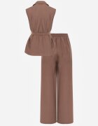sweet&girl Set de costum din bumbac și in pantaloni wide leg și vestă Veliara Maro