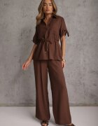 sweet&girl Set de vară bogat în vâscoză pantaloni largi și bluză Utility Carolda Maro