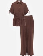 sweet&girl Set de vară bogat în vâscoză pantaloni largi și bluză Utility Carolda Maro