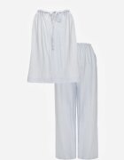 sweet&girl Set de vară din in și bumbac pantaloni și bluză cu aplicație împletită Pofiros Albastru deschis