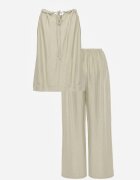 sweet&girl Set de vară din in și bumbac pantaloni și bluză cu aplicație împletită Pofiros Verde