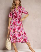 sweewe Rochie cămașă fucsia din vâscoză și cu cordon Batin