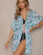 swest Acoperitoare de plajă Verde cu legătură cu model floral Mevelaura