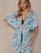 swest Acoperitoare de plajă Verde cu legătură cu model floral Mevelaura