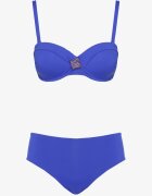 swest Bikini Albastru Sutien Decorat cu Aplicație Geometrică și Chiloți Slip Kinrina