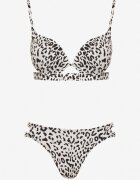swest Bikini Bej deschis cu model de leopard Sutien și slip cu decupaje Savrienne