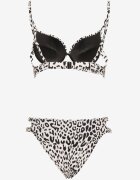 swest Bikini Bej deschis cu model de leopard Sutien și slip cu decupaje Savrienne