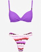 swest Bikini Chiloți tip slip violeți decorați cu imprimeu și Sutien Natinalia