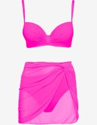 swest Bikini Fucsia Chiloți Tip Slip Sutien Încrețit și Pareo Natovena
