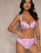 swest Bikini Fucsia Decorat Cu Imprimeu Ornamental Sutien Și Chiloți Mirulea