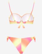 swest Bikini Fucsia Slip și Sutien cu drapaje cu model geometric Kinnira