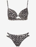 swest Bikini Negre cu Imprimeu Leopard Sutien și Chiloți tip slip Decorați cu Decupaje Savrienne