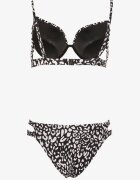 swest Bikini Negre cu Imprimeu Leopard Sutien și Chiloți tip slip Decorați cu Decupaje Savrienne