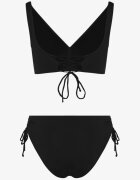swest Bikini Negre Sutien și Chiloți Slip cu Legături Kinalisa