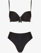 swest Bikini Negru Chiloți slip și Sutien cu Decorație Metalică Kinalenna