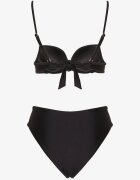 swest Bikini Negru Chiloți slip și Sutien cu Decorație Metalică Kinalenna