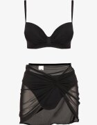 swest Bikini Negru Chiloți tip slip Sutien încrețit și Pareo Natovena