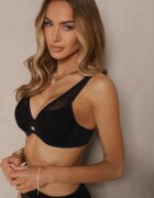 swest Bikini Negru cu detalii din plasă Sutien și Chiloți Tip slip Linelissa