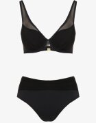swest Bikini Negru cu detalii din plasă Sutien și Chiloți Tip slip Linelissa