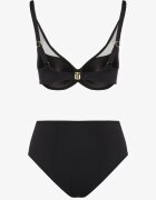 swest Bikini Negru cu detalii din plasă Sutien și Chiloți Tip slip Linelissa