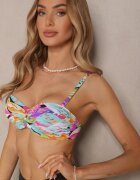 swest Bikini Negru-Roz Chiloți tip slip și Sutien cu Motiv Abstract Anitlle