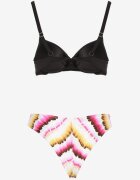 swest Bikini Negru-Roz Slip Decorat cu Imprimeu și Sutien Natinalia