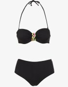 swest Bikini Negru Slip și Sutien cu Inserție Decorativă Natamara
