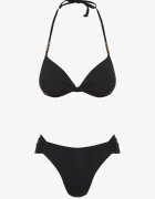 swest Bikini Negru Sutien Push Up Legat și Chiloți Tip Slip Mirisenia