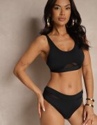 swest Bikini Negru Sutien și Chiloți tip slip decorați cu plasă Natelina