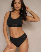 swest Bikini Negru Sutien și Chiloți tip slip decorați cu plasă Natelina