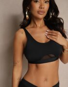 swest Bikini Negru Sutien și Chiloți tip slip decorați cu plasă Natelina