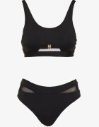 swest Bikini Negru Sutien și Chiloți tip slip decorați cu plasă Natelina