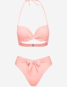 swest Bikini Roz Chiloți și Sutien Decorate Cu Legături Saniorie