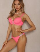 swest Bikini Roz Sutien și Chiloți slip cu aplicație cu zirconii Nateria