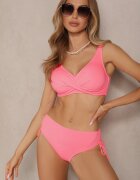 swest Bikini Roz Sutien și Slip cu Legături Kinalisa